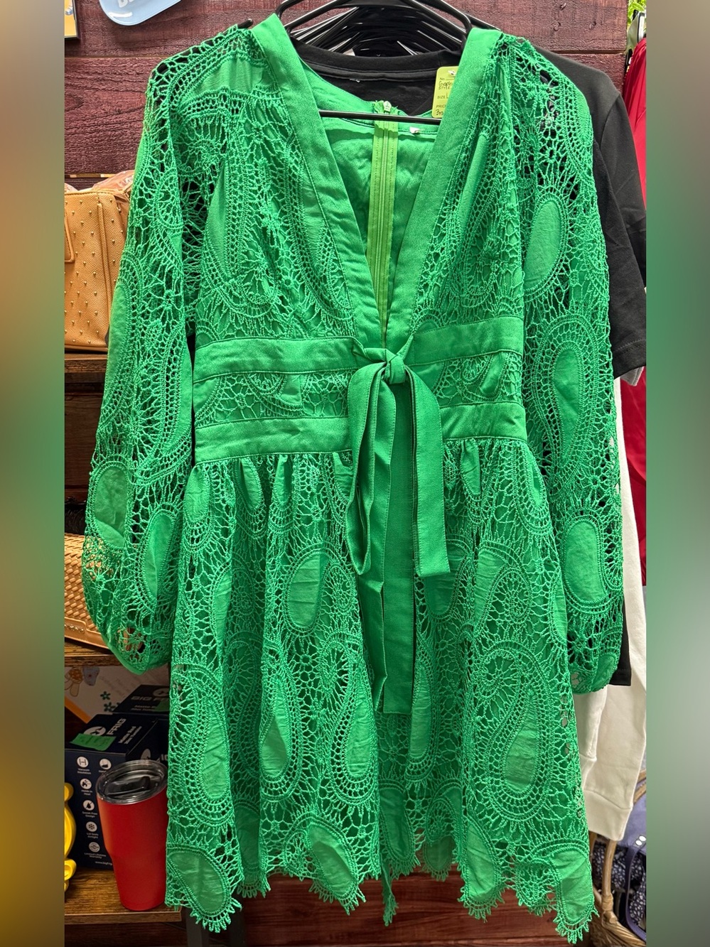 💚 Emerald Envy Crochet Lace Dress